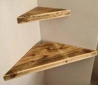 OnTheWallRDesign   Reclaimed Scaffold Board Corner Shelf