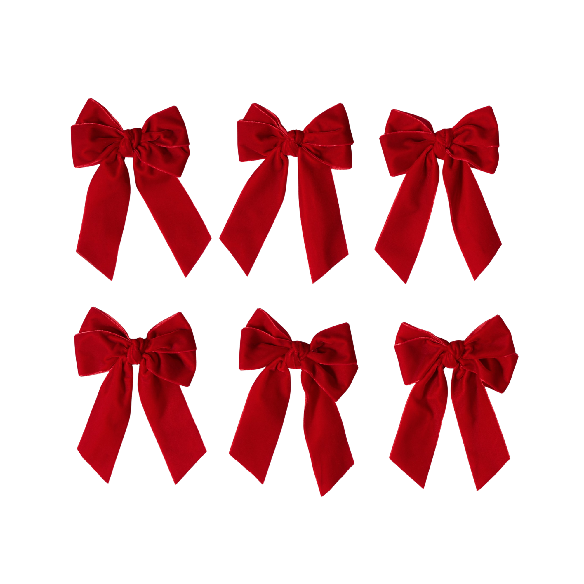 set of six red velvet bows