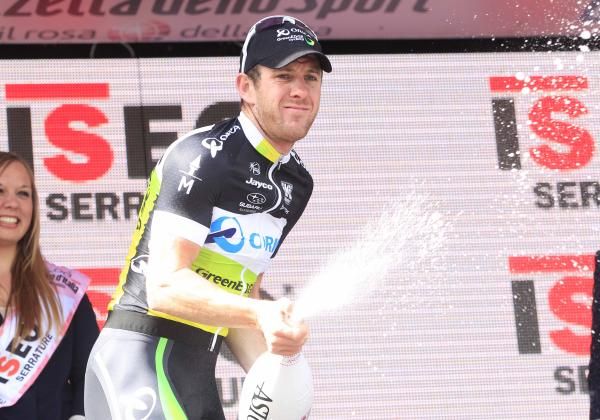 Matt Goss (Orica-GreenEdge) celebrates on the podium.