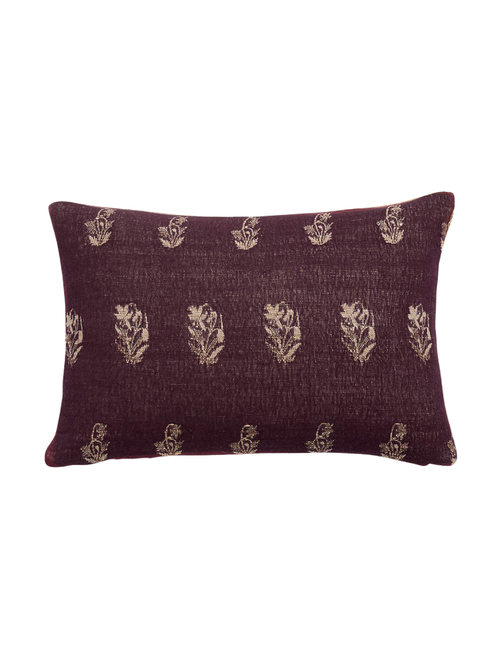 Ivy Cotton Silk Blend 22"x15" Deep Burgundy Throw Pillow Cover