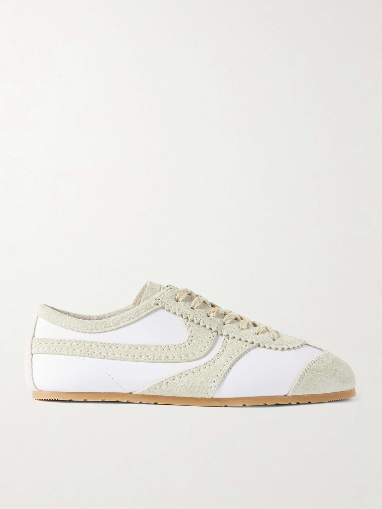 Suede-Trimmed Leather Sneakers