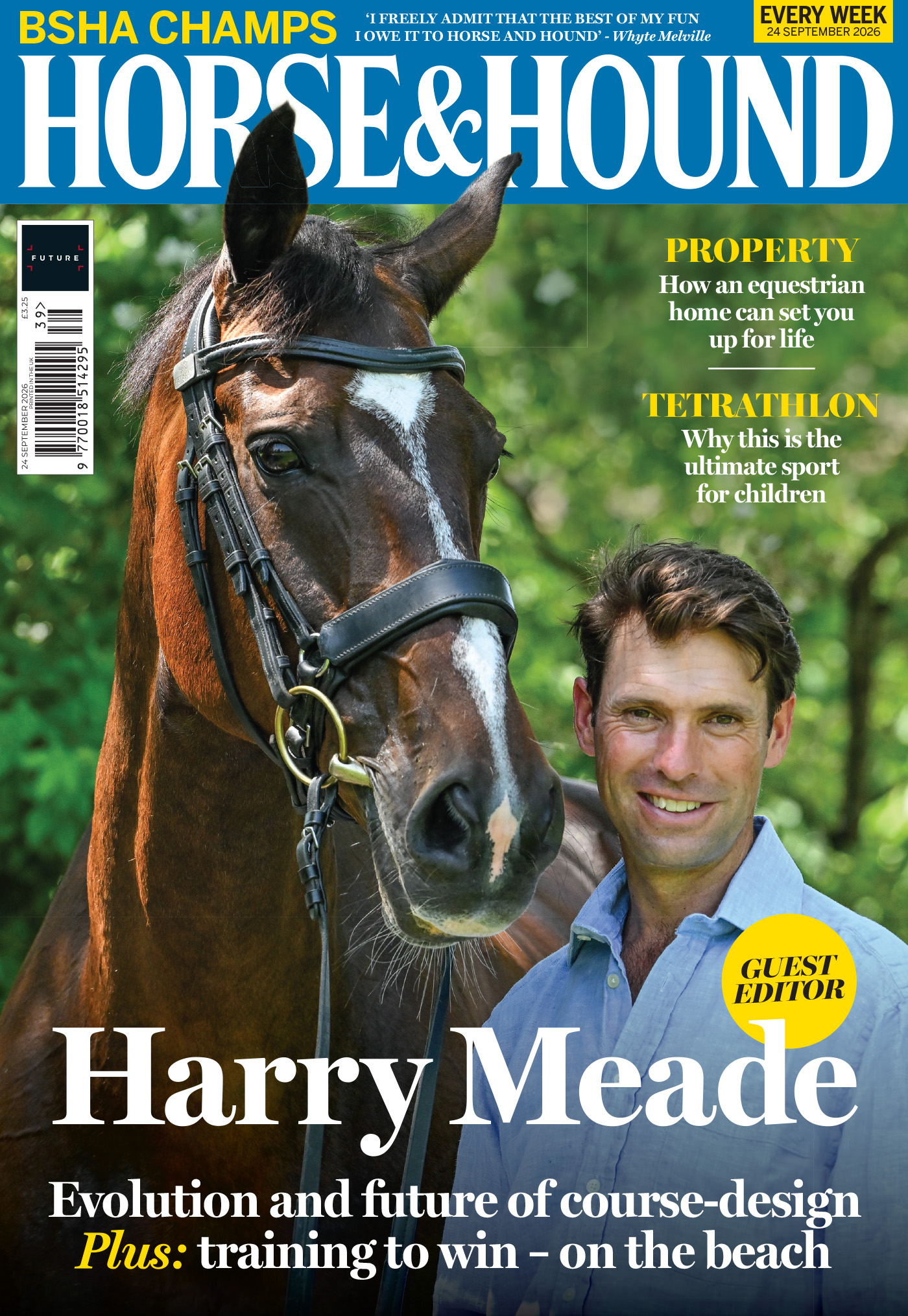 Cover of Horse and Hound featuring a close up of Harry Meade and bay mare Cavalier Crystal