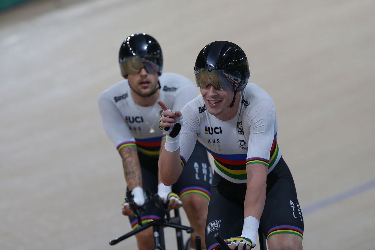 Australia celebrate gold in the men's team pursuit