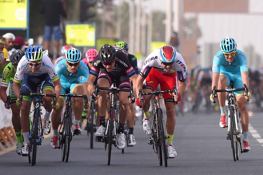 Alexander Kristoff (Katusha) had the power to go for a long sprint