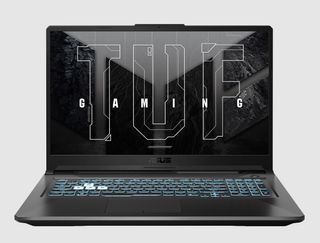 An ASUS TUF Gaming F17 laptop on a white background