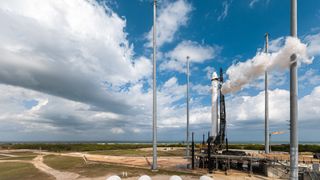 Relativity Space's first Terran 1 rocket is fueled for flight during its second launch attempt at Cape Canaveral Space Force Station in Florida on March 11, 2023.