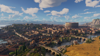 A wide shot of the Roman Empire as it appears in Anno 117