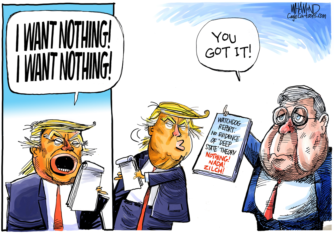 Political Cartoon U.S. Barr Trump Conspiracy Theory | The Week