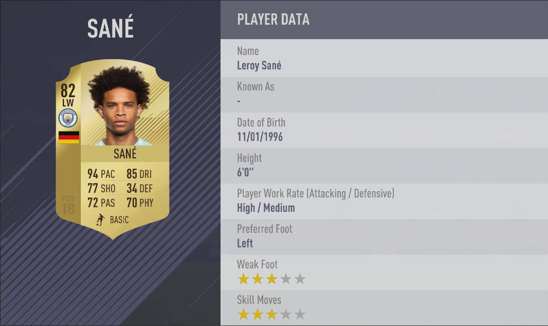 Leroy Sane FIFA 18