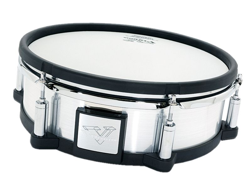Drum pads and rack are silver and super-reflective, and really come into their own when viewed under stage lights