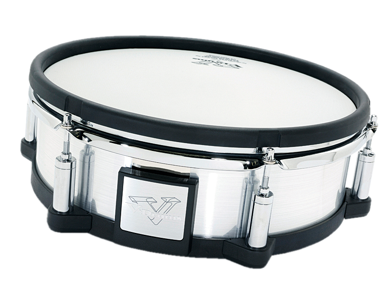 Drum pads and rack are silver and super-reflective, and really come into their own when viewed under stage lights