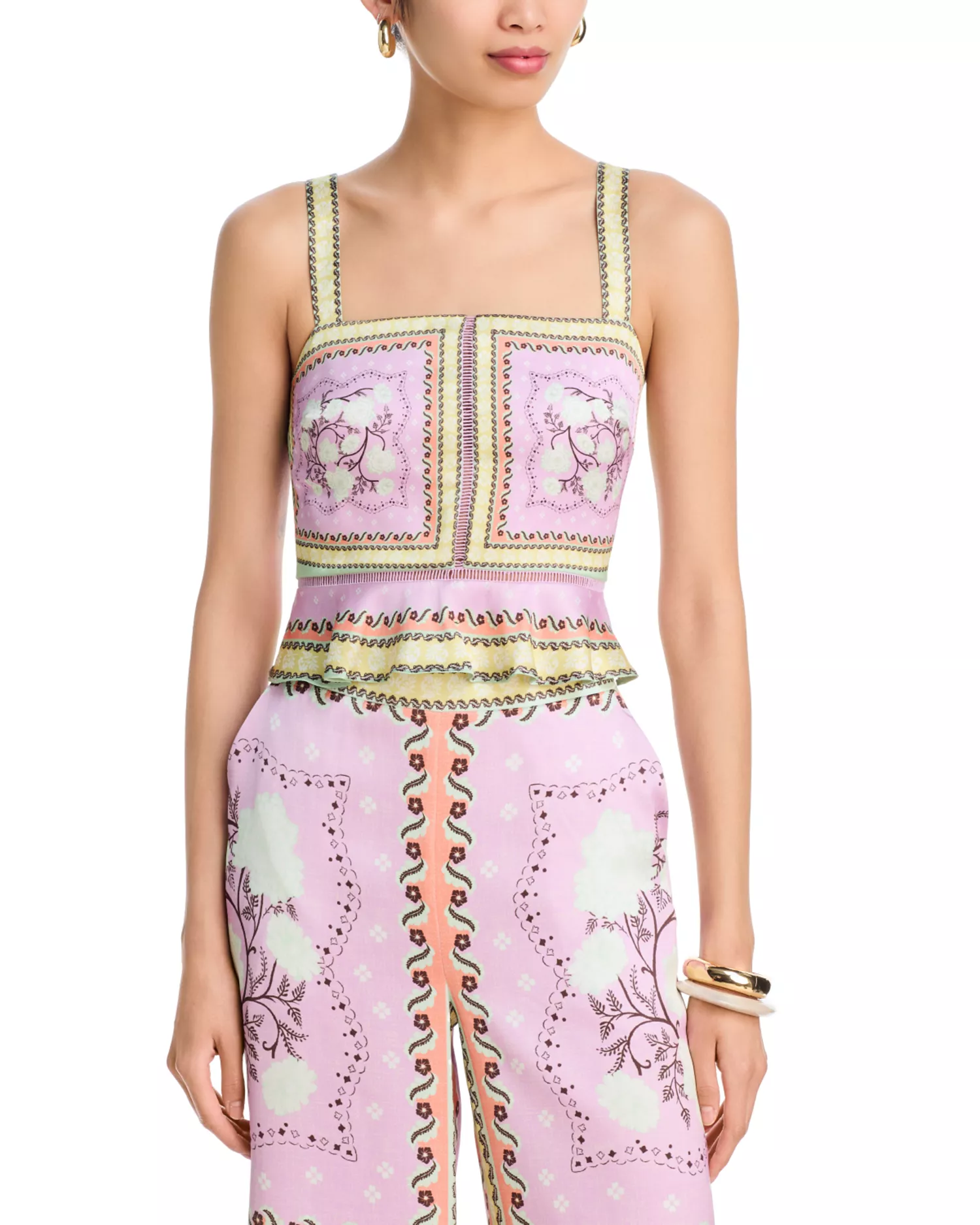 Scarf Print Peplum Top - Exclusive