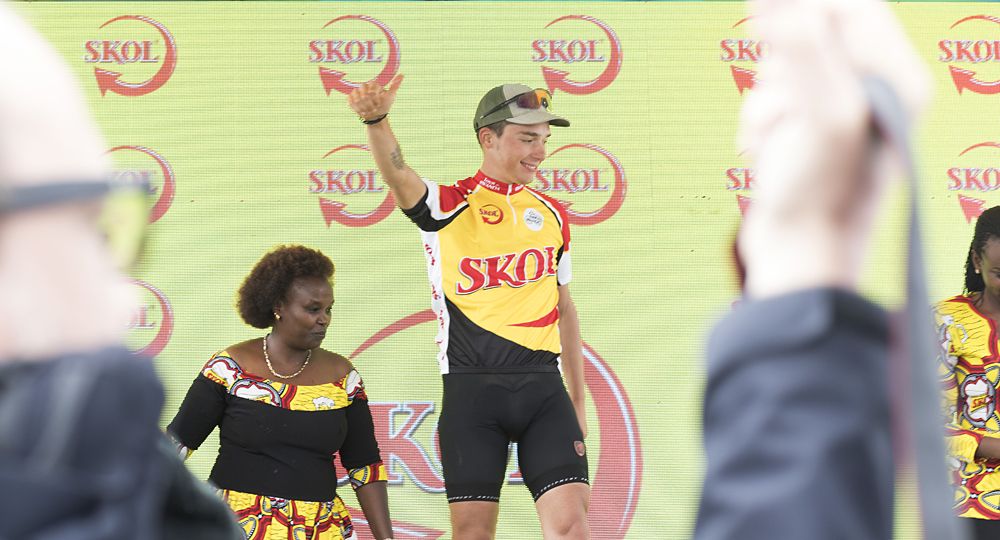 Simon Pellaud (Illuminate) in the leader's jersey in Tour of Rwanda