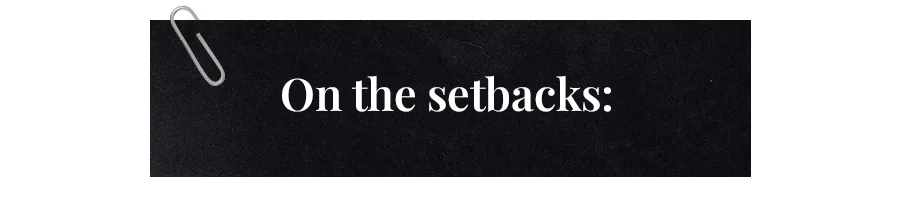 text that says on the setbacks