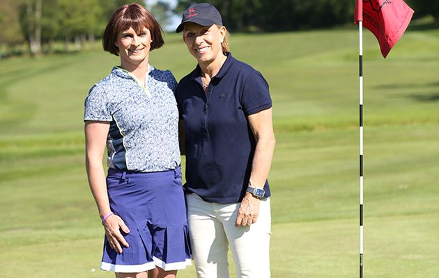 Martina Navratilova with transgender golfer Alison Perkins