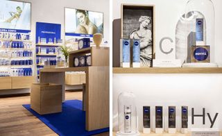 Interior of the Nivea store and some Nivea products on display