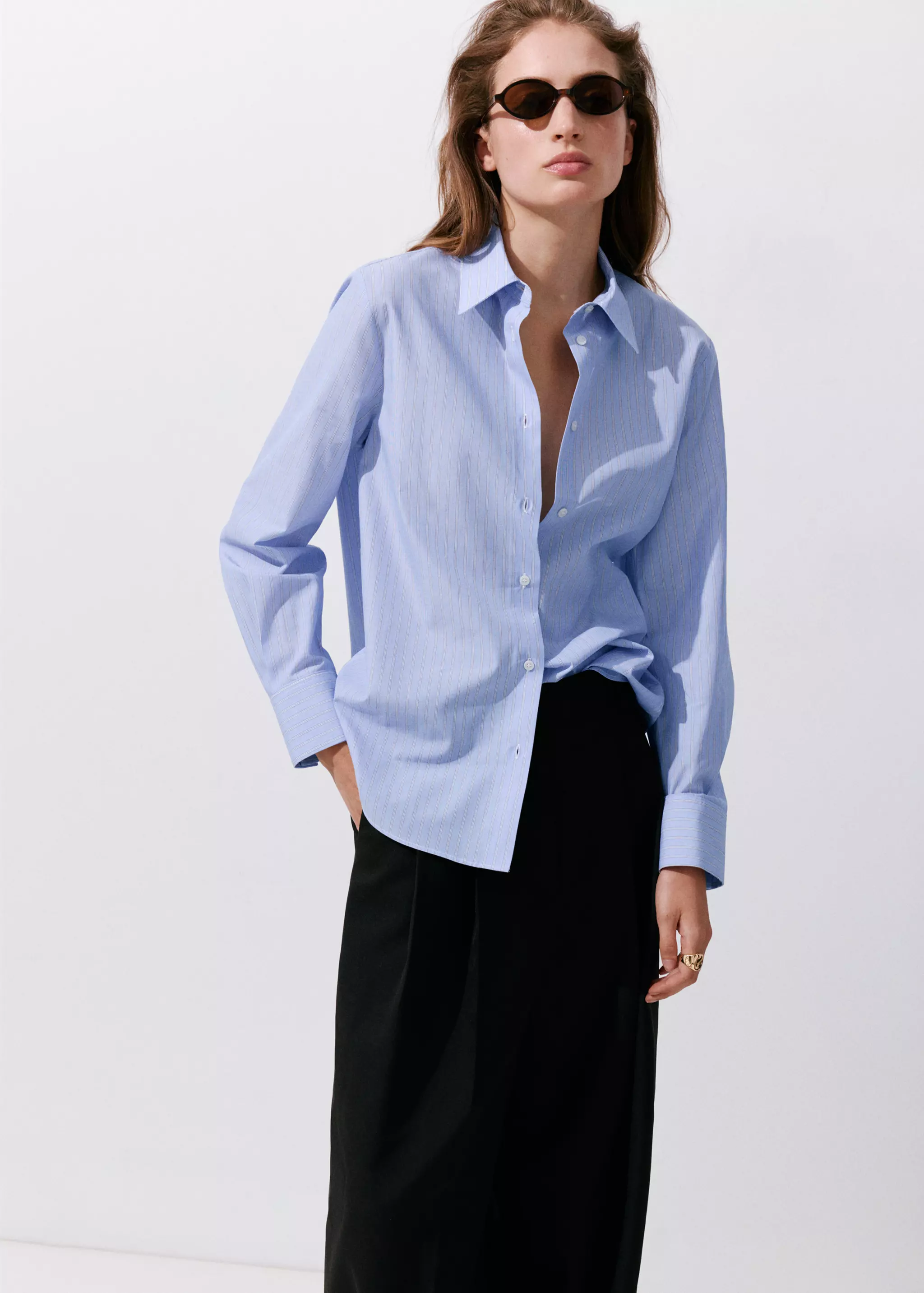 Cotton and Lyocell Blend Straight Shirt - Women | Mango Usa
