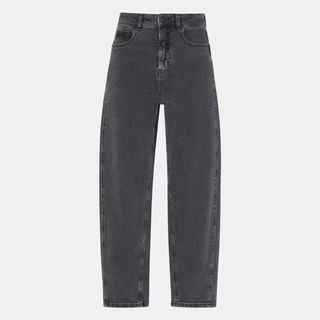 A cutout of grey Whistles Barrel Leg Jeans against a light grey background