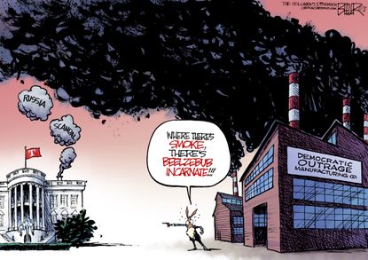Political Cartoon U.S. Democrats outrage White House Russia scandal