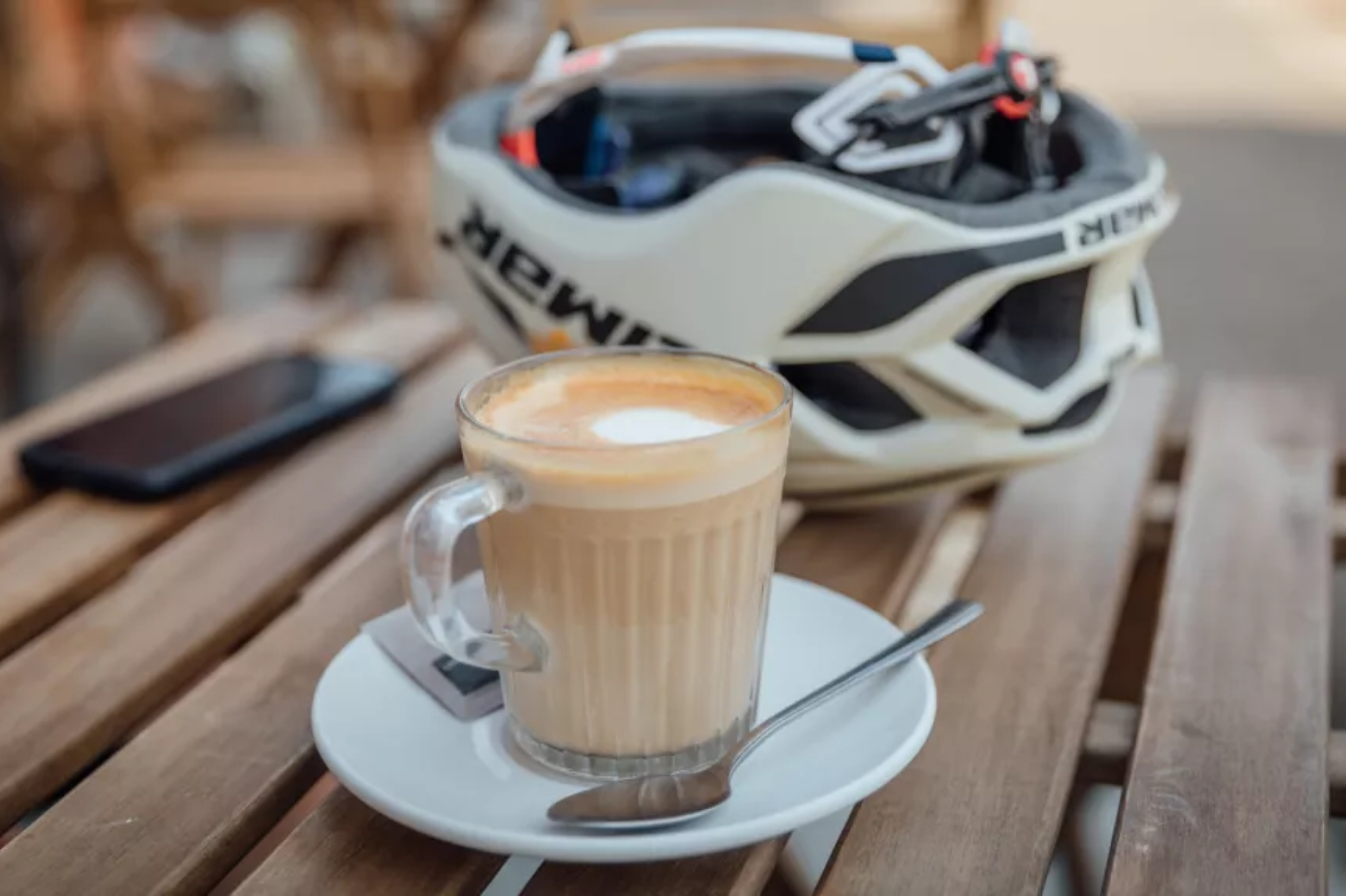 Image shows a cycling coffee stop.