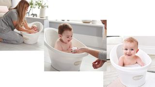 image of three stages of a baby bathtub