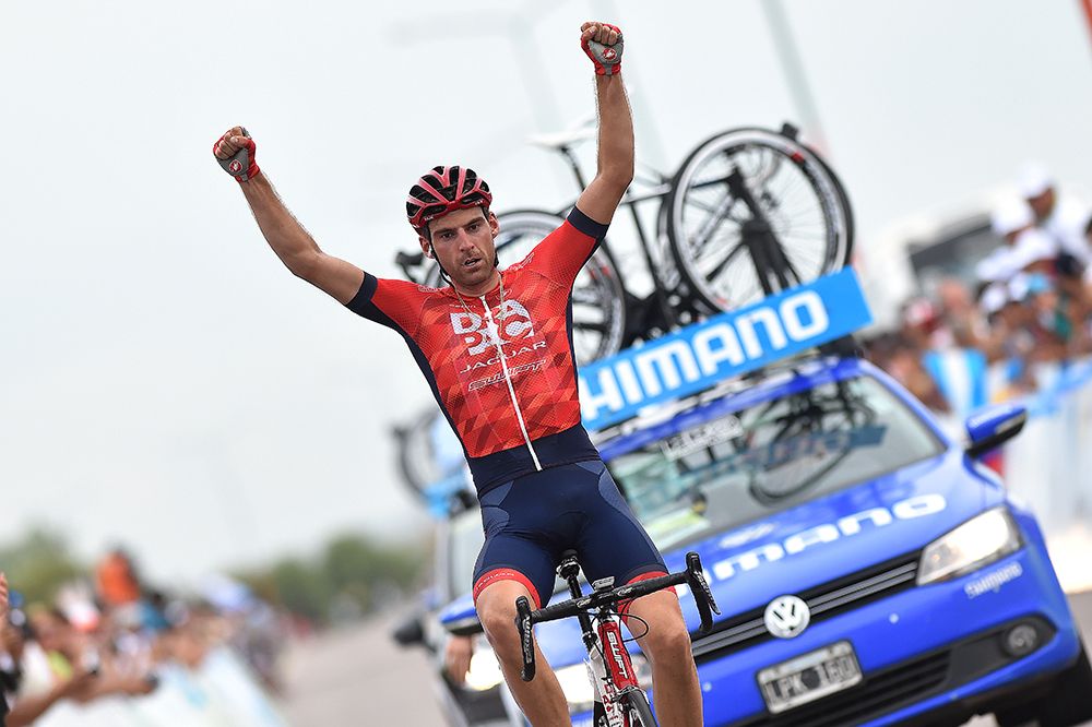 Peter Koning (Drapac) celebrates his Tour de San Luis stage win