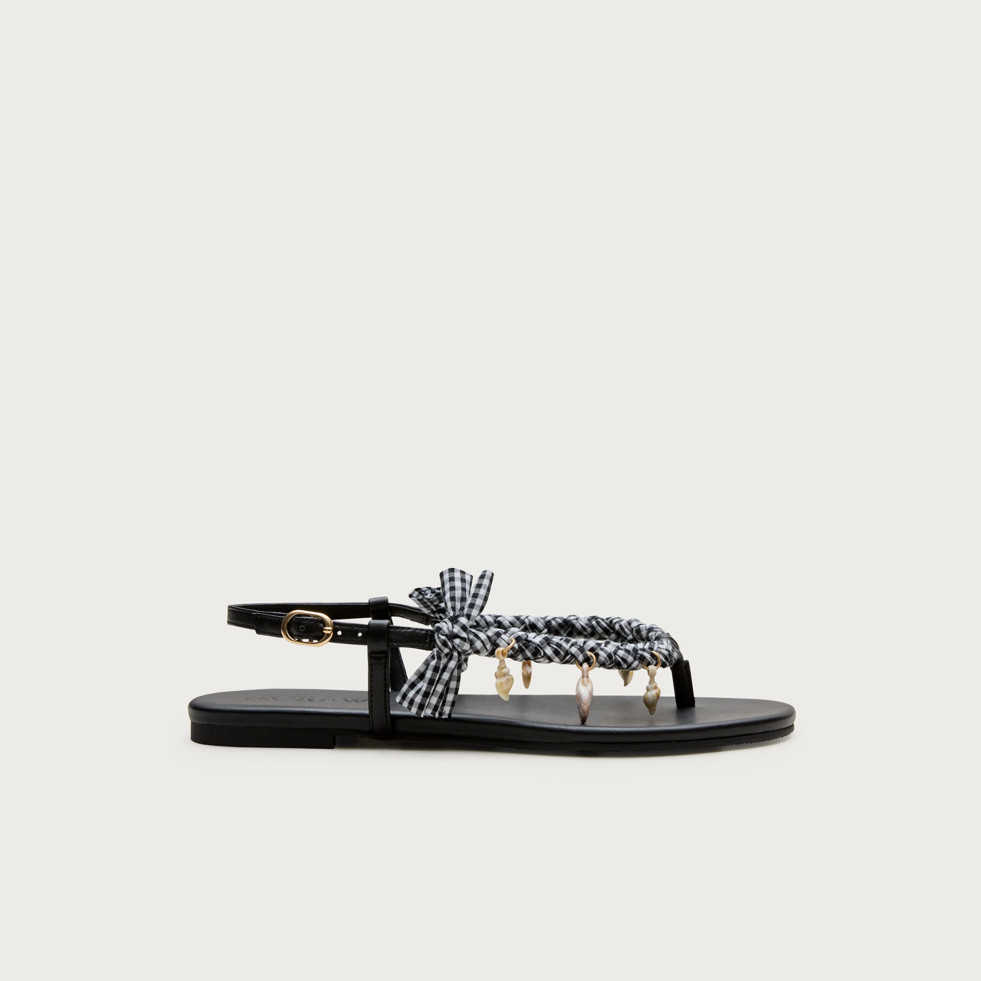 Audrey Charm Slingback Sandals With Gingham Ribbon