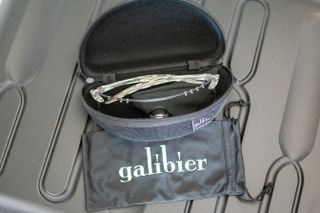 A pair of crystal Galibier Grand Tour sunglases in a case