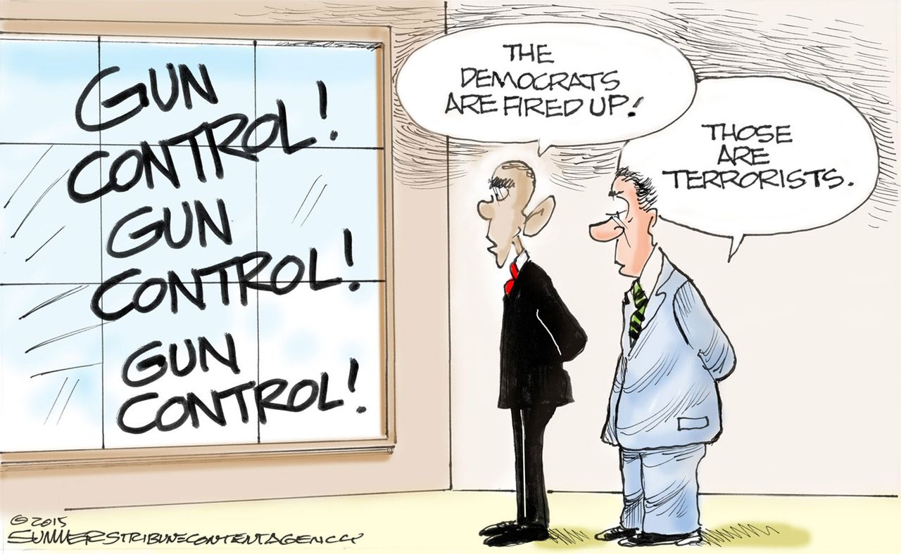 Obama cartoon U.S. Democrats Terrorists Gun Control