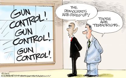 Obama cartoon U.S. Democrats Terrorists Gun Control