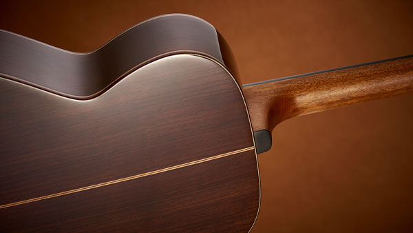The high-gloss finish wonderfully showcases the solid rosewood
