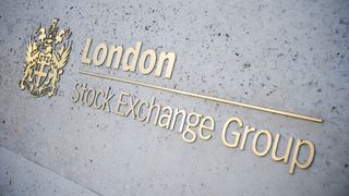 London Stock Exchange Group sign in gold lettering on a wall