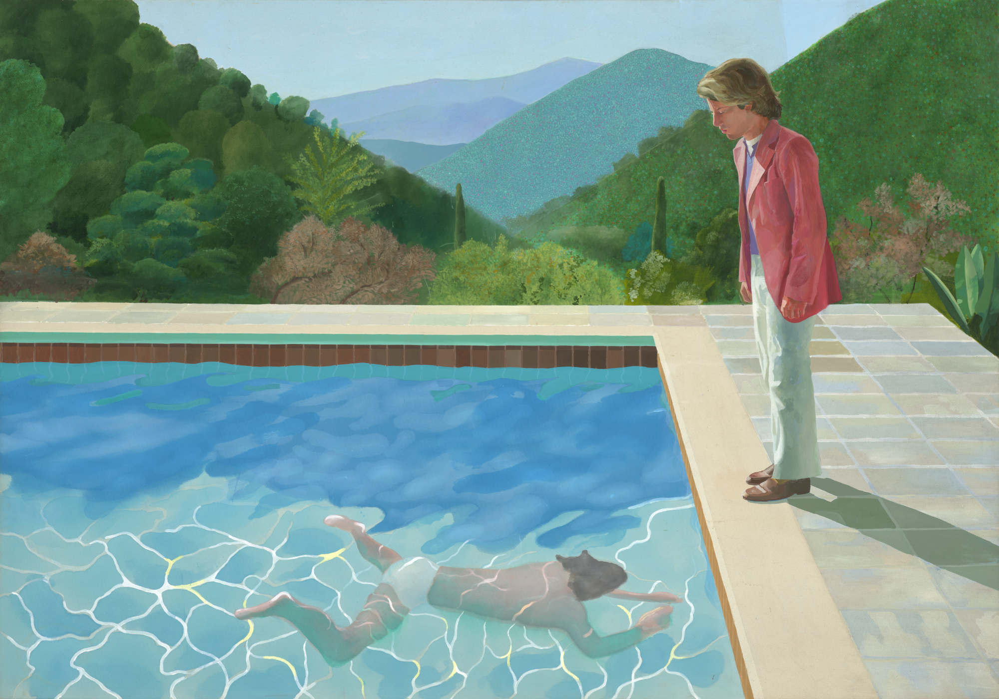 Portrait of an Artist (Pool with Two Figures), 1972, acrylic on canvas