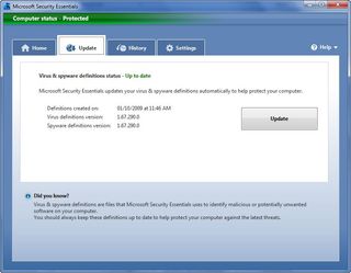 Microsoft Security Essentials - one year old