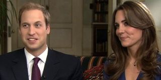 Prince William Princess Catherine smiling during engagement session