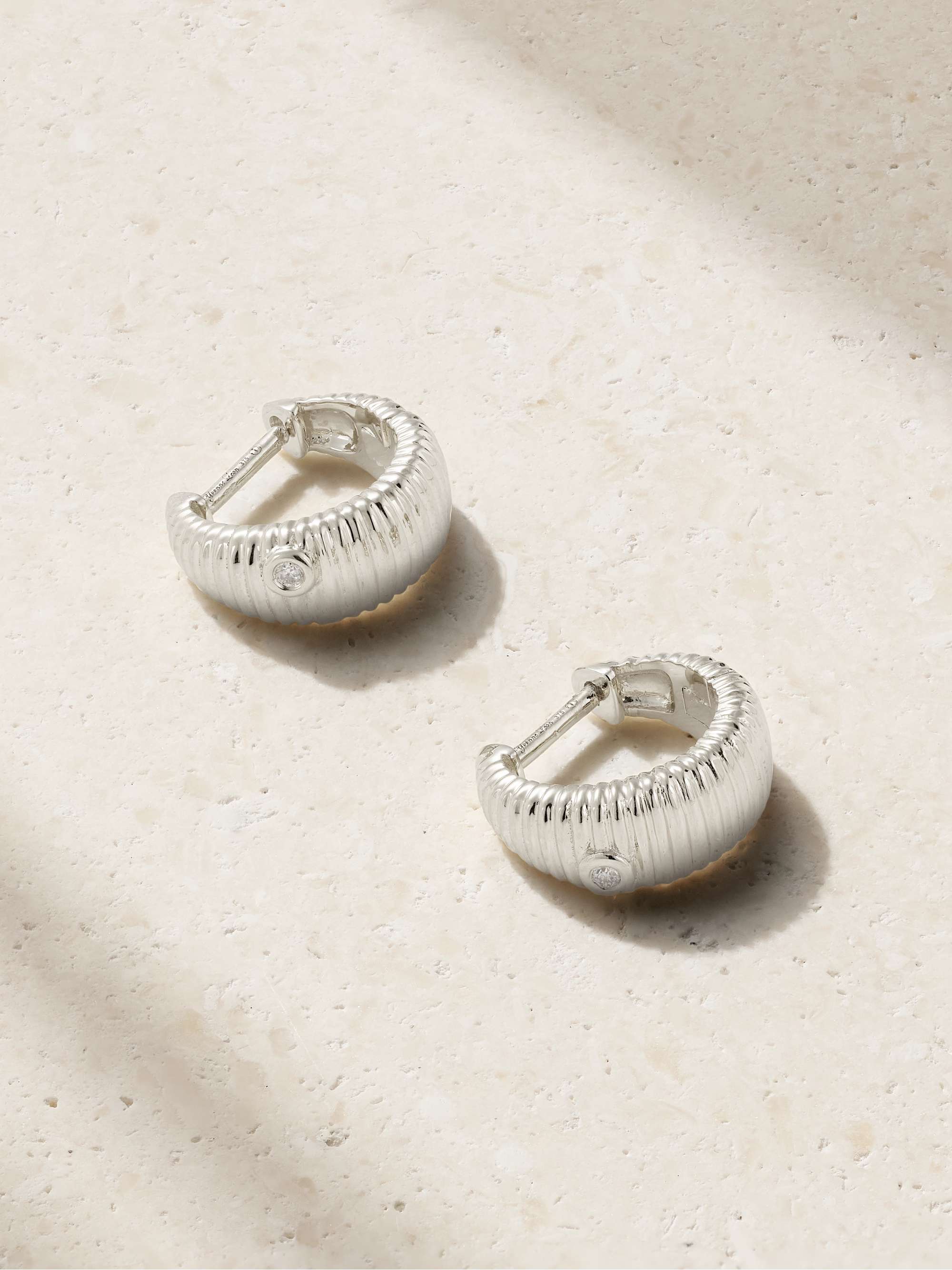 9-Karat White Gold Diamond Hoop Earrings