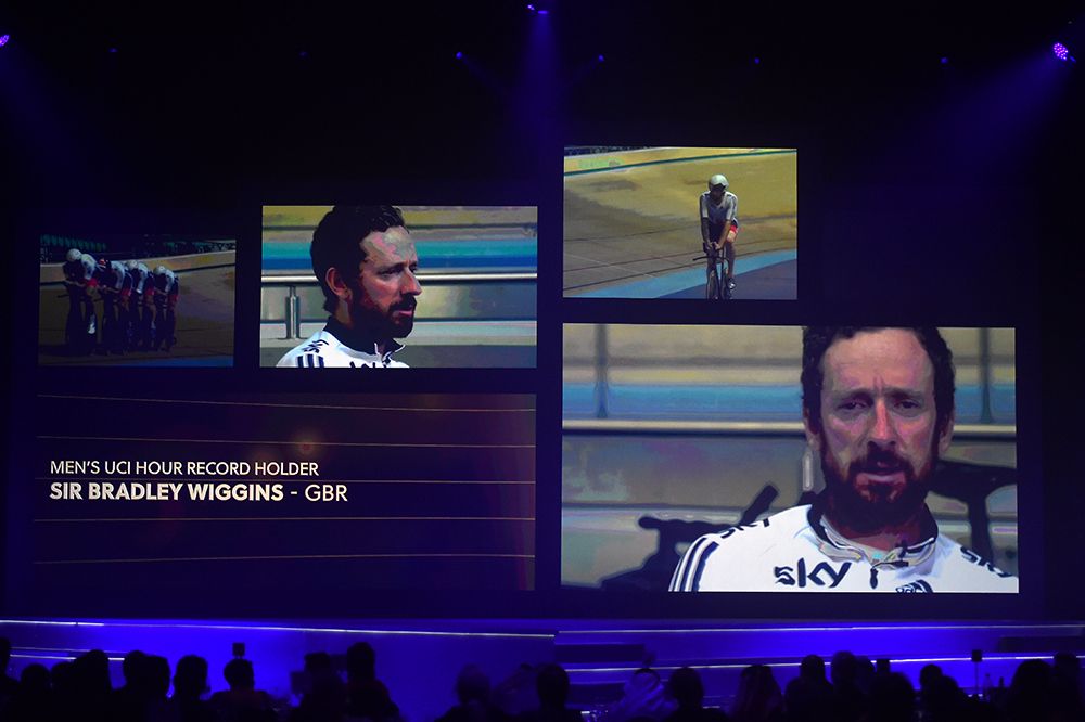 Bradley Wiggins wasn't on hand to accept the world hour record prize