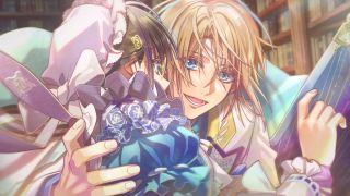 Edward catches Roses as she falls over in the library in Mistonia's Hope