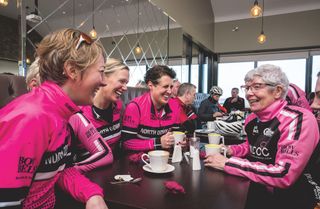 A cycling club in a cafe