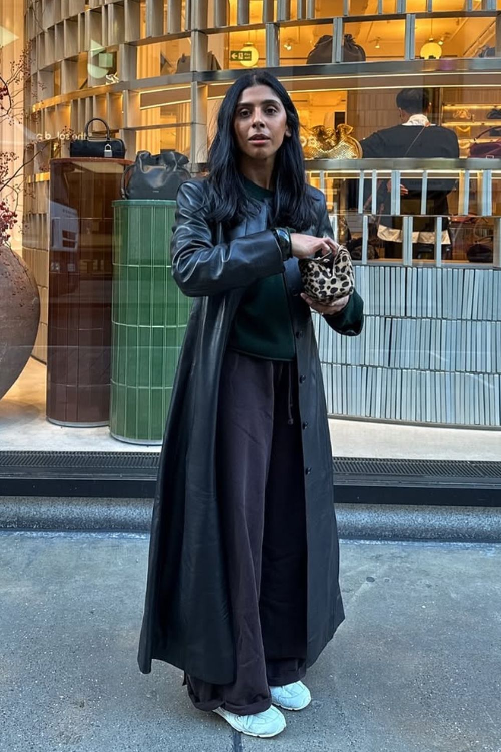 Petite Fashion Trends 2026 @monikh wearing a leather trench coat
