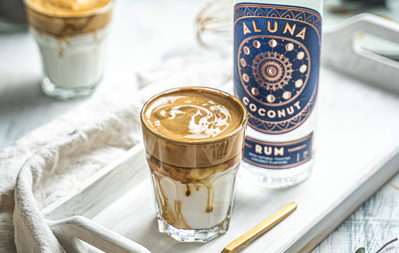 alcoholic dalgona coffee with rum