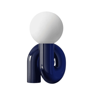 inflated curved table lamp in navy blue