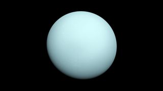 This is an image of the planet Uranus taken by the spacecraft Voyager 2 in 1986. NASA & JPL-Caltech.