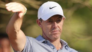Rory McIlroy of Northern Ireland asks patrons to move on the 13th hole during the third round of the 2026 Masters Tournament at Augusta National Golf Club on April 11, 2026 in Augusta, Georgia.