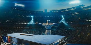 Elton John performing at Dodger Stadium in Rocketman