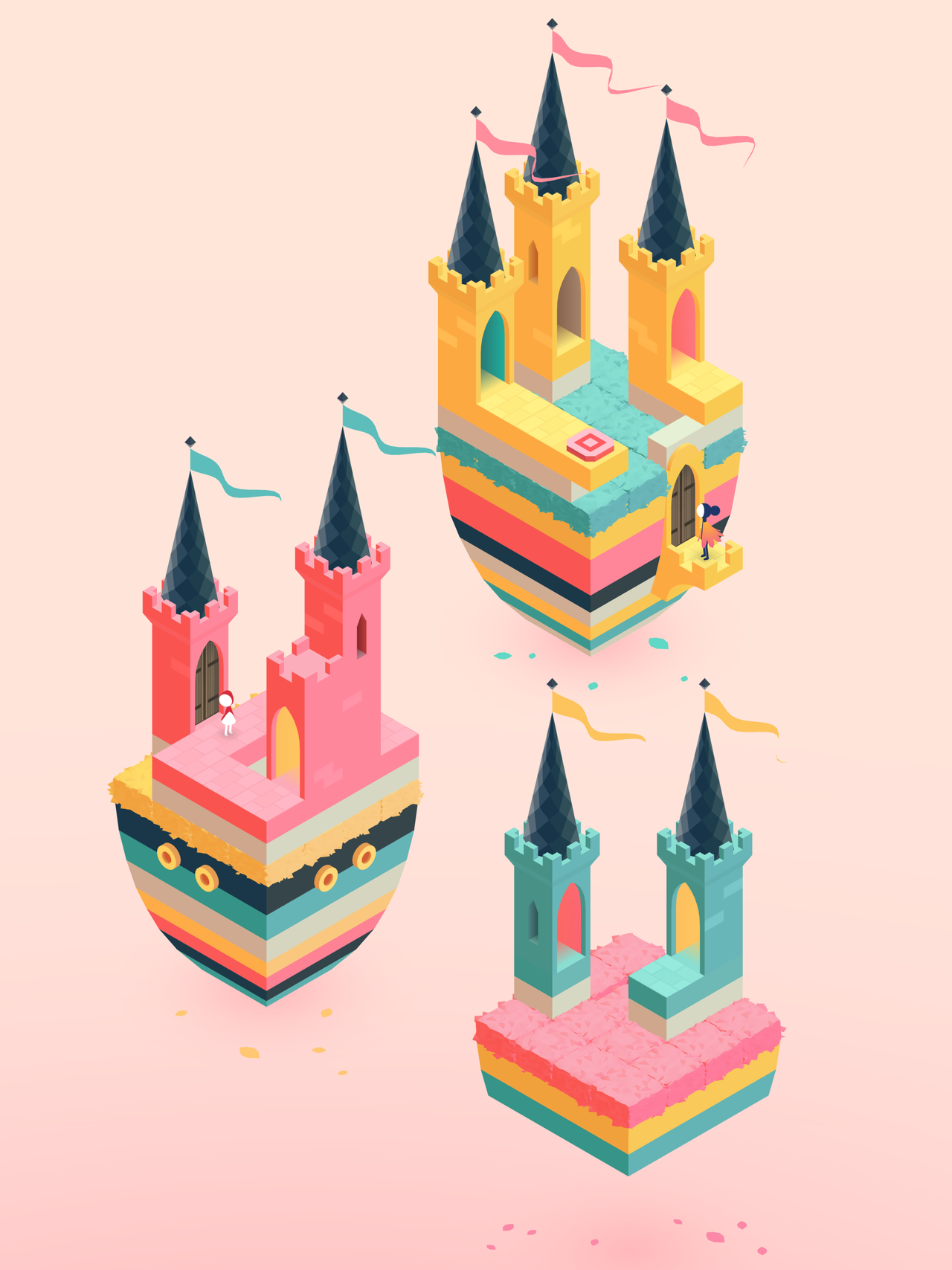 Players follow a mother and child through a series of unique levels