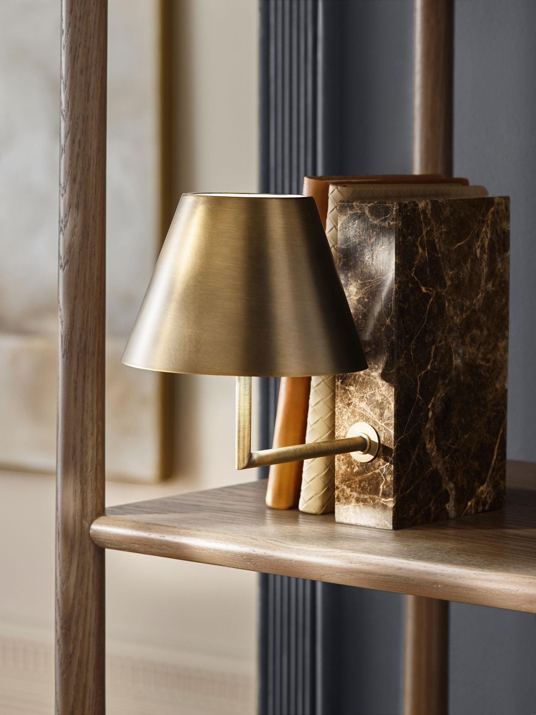 Brown Marble Highclere Rechargeable Small Table Lamp - Size One