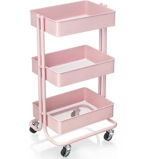 hobbycraft pink trolley with white background