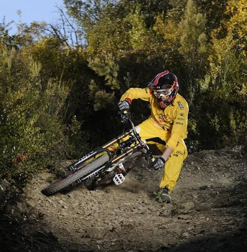 A Scott11 downhill racer nails a corner