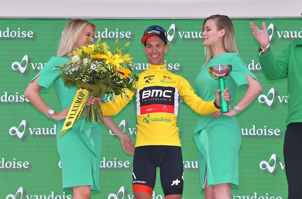 Richie Porte (BMC) in the yellow leader's jersey at Tour de Suisse